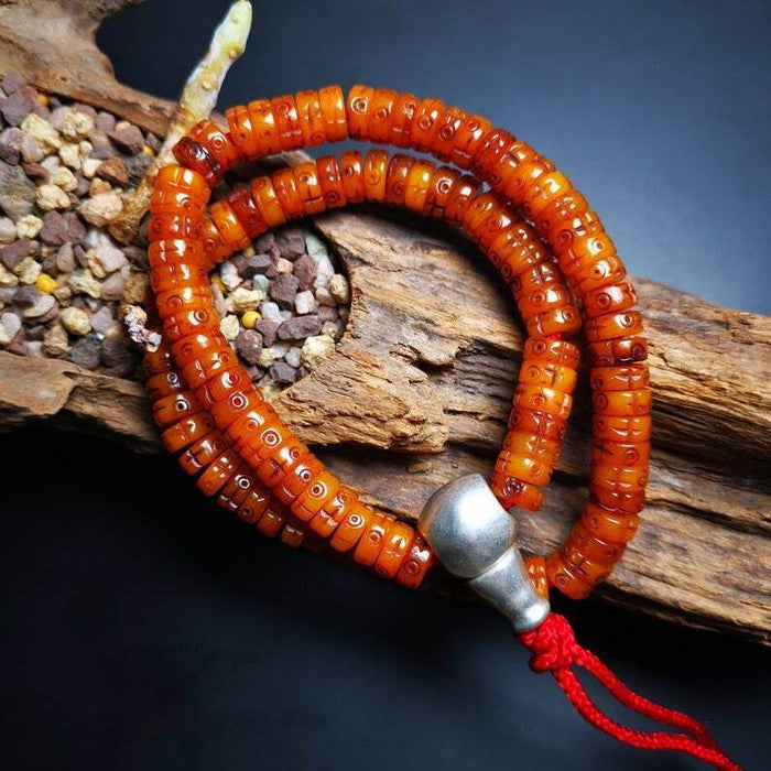 108 Mala Bracelet,8mm - Tibetan Buddhist mala beads, detailed view