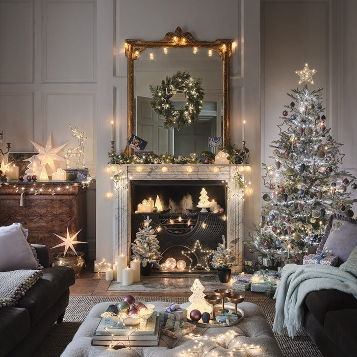 1.5m Pre Lit Eucalyptus & White Berry Christmas Garland