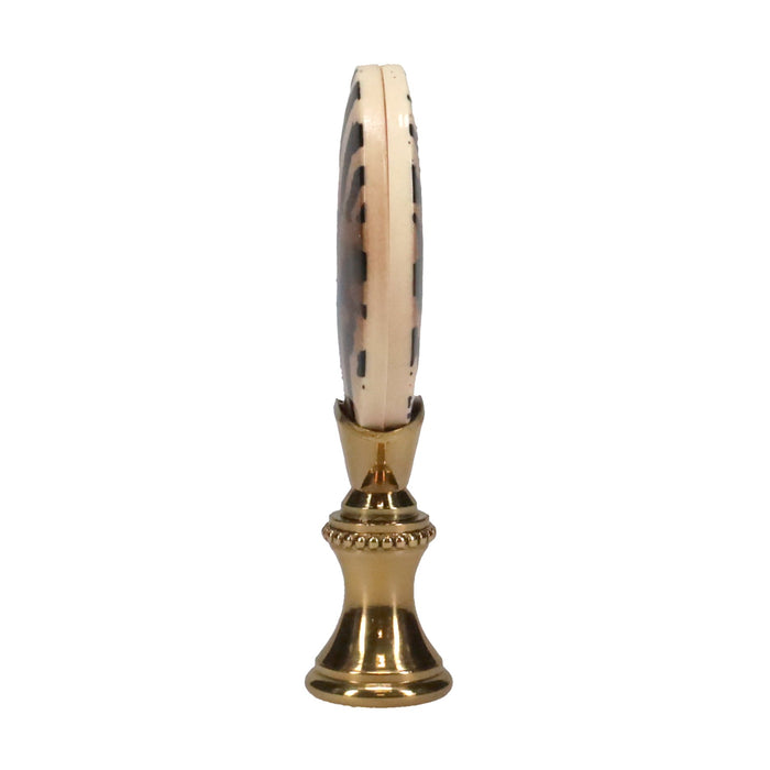 2-5/8" Tall Brass Finial, Tiger Stripes, 1/4-27F Tap (15157)