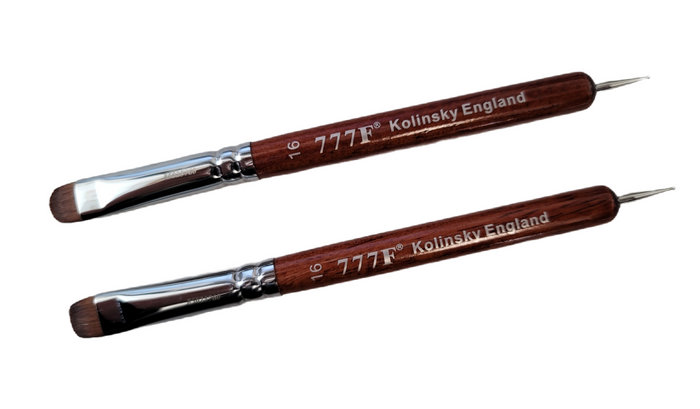 2 of Manicure & Pedicure French Brush 777F Red Wood Handle with Dotting Tool, size #16