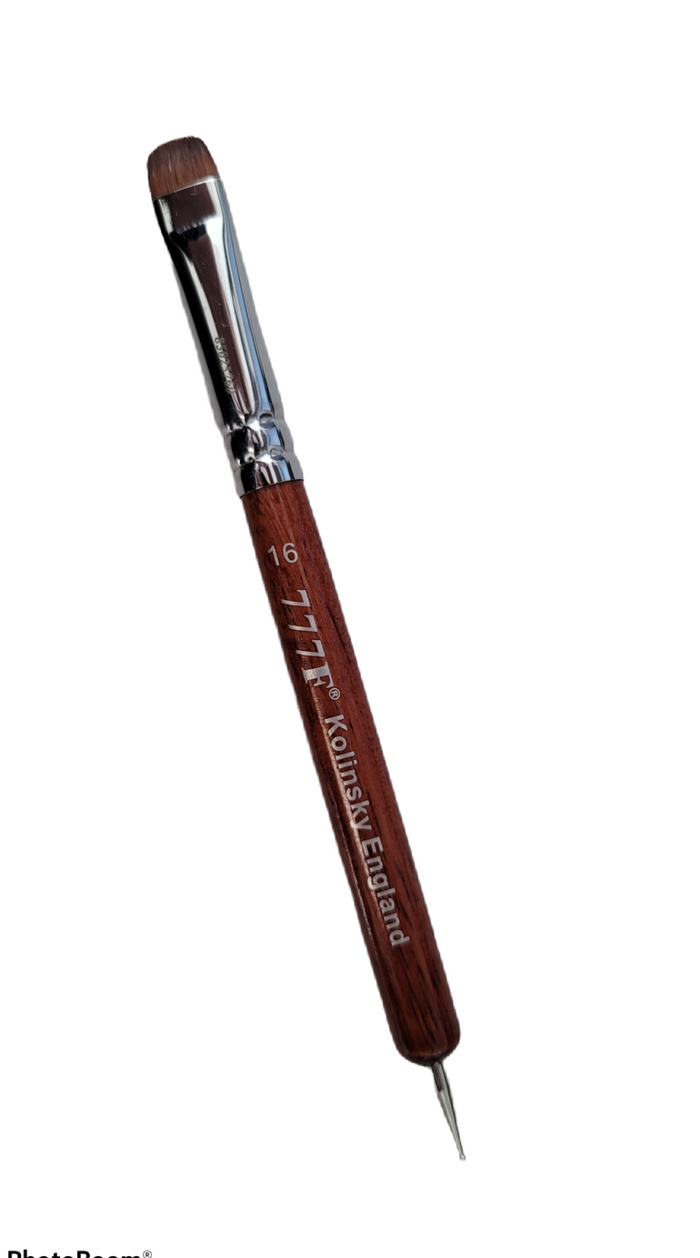 2 of Manicure & Pedicure French Brush 777F Red Wood Handle with Dotting Tool, size #16
