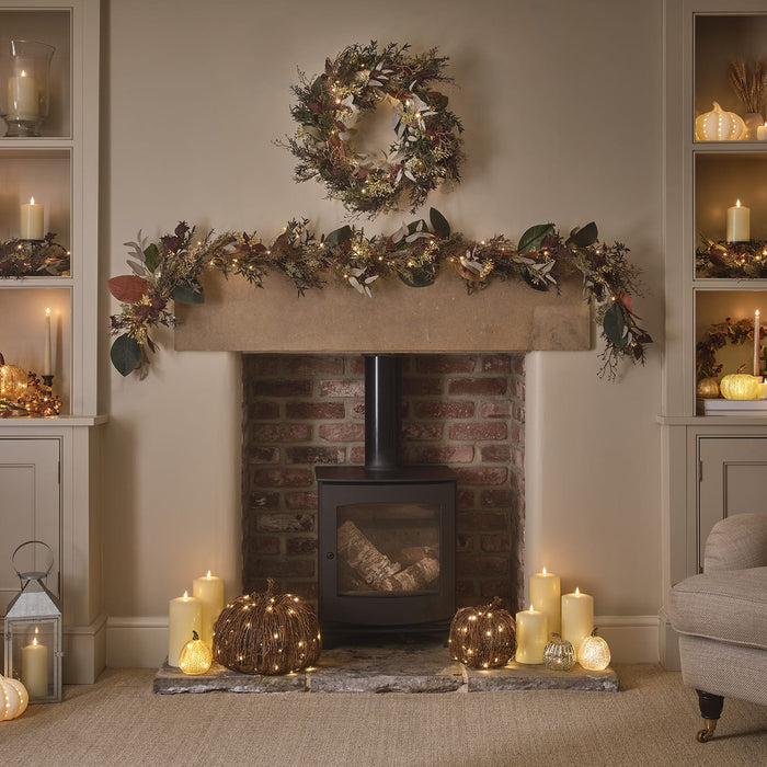 2m Pre Lit Autumn Winter Garland