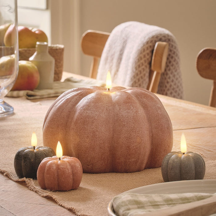 3 Mini TruGlow® Distressed Pumpkin LED Candle with Remote Control
