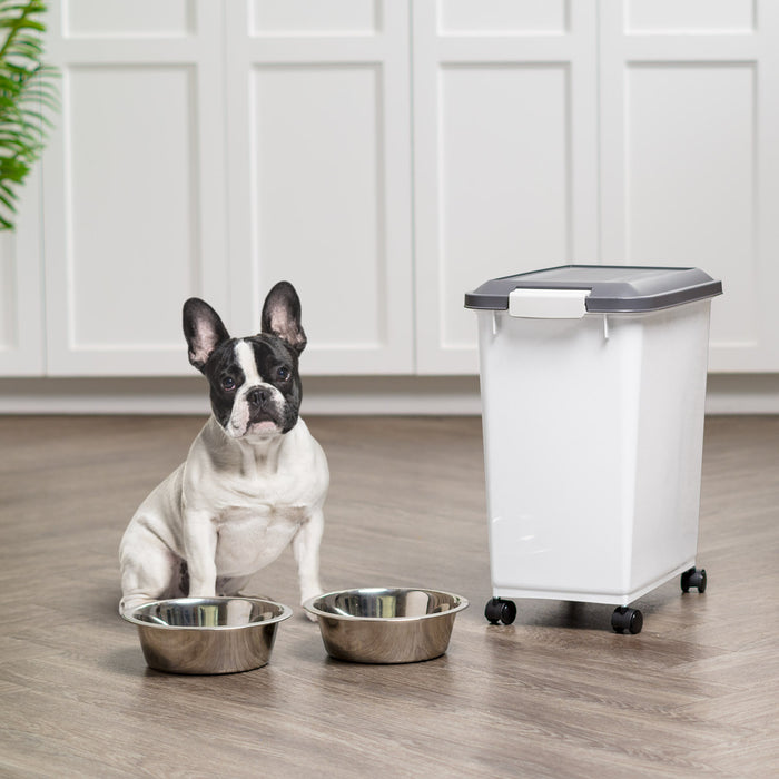 30 Lbs. Airtight Pet Food Container | Dog & Cat Food Storage Bin with Scoop - IRIS USA