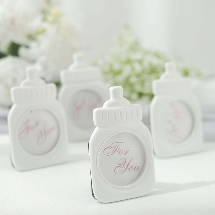 White decorative bottles with "For You" message on a plain background.