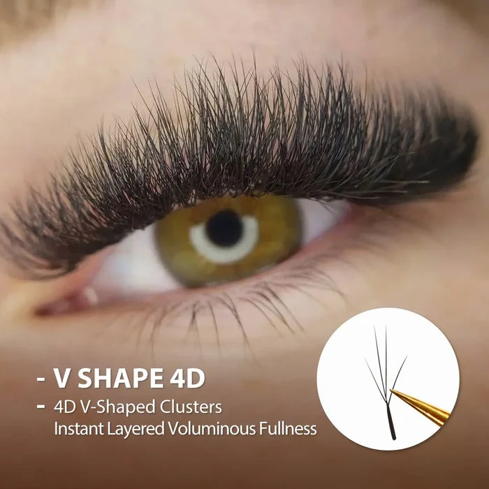 4D V-Shape Pre-Made Lash Fans for Fuller Wispy Volume Sets — 0.07mm| Swaniya Lashes