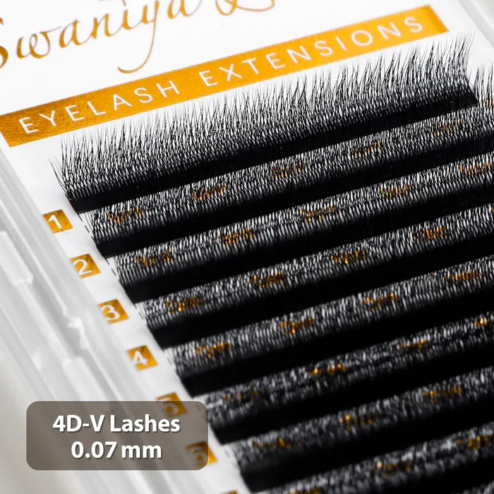 4D V-Shape Pre-Made Lash Fans for Fuller Wispy Volume Sets — 0.07mm| Swaniya Lashes