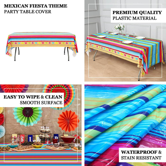 Mexican fiesta theme party table cover, premium quality plastic, waterproof & stain-resistant.