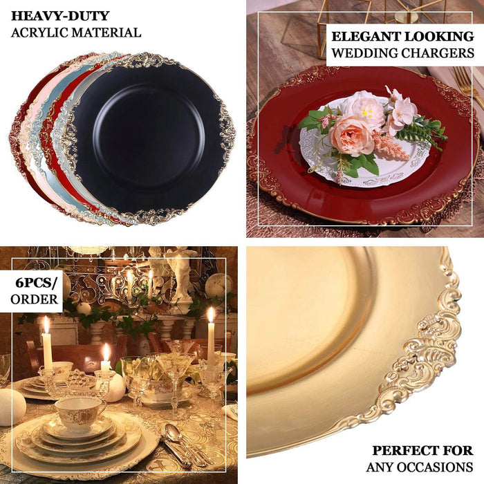 Elegant wedding chargers in various colors, perfect for any occasion.