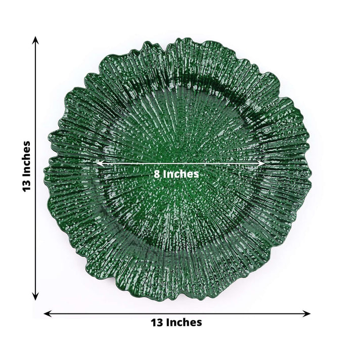 Green decorative plate measuring 13 inches with an 8-inch center design.