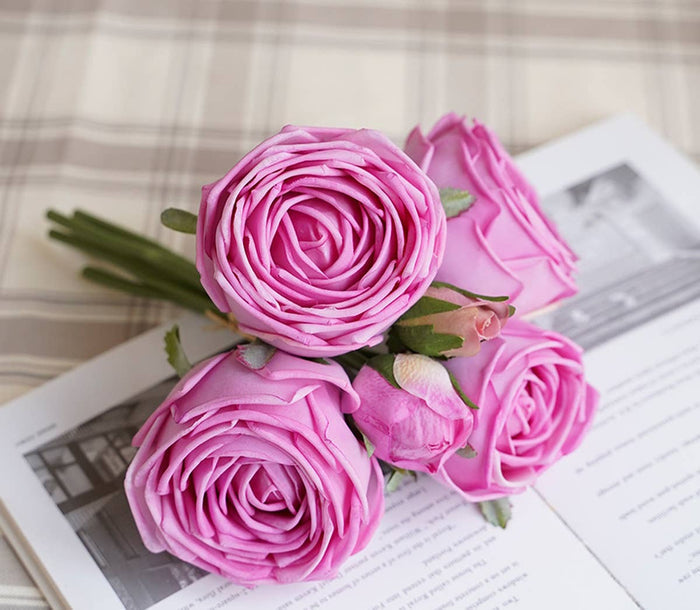 hot pink garden roses begonia faux florals real touch
