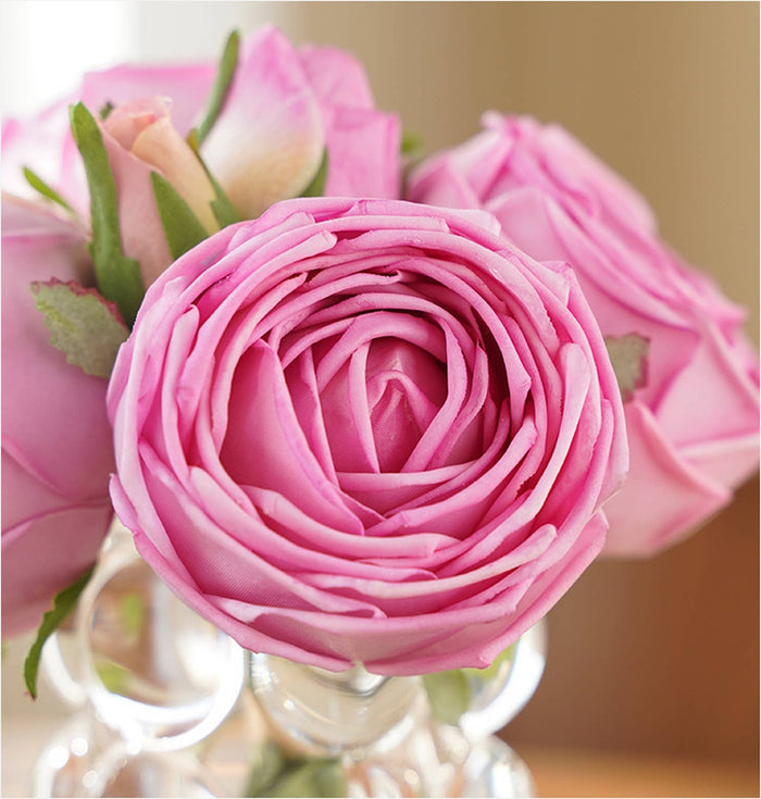 6-stem bundle-Real Touch rose bouquet: Begonia Pink