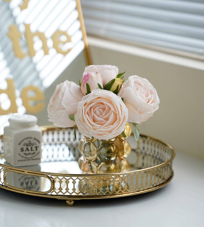 6-stem bundle-Real Touch rose bouquet: Light Champagne Pink