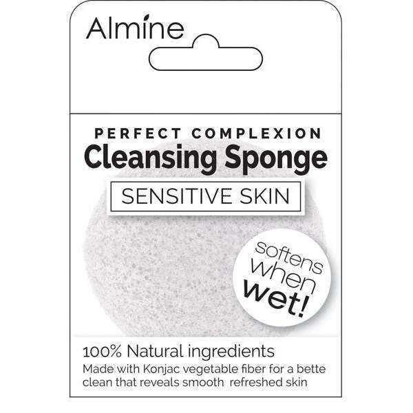 Almine Facial Konjac Cleansing Sponge, 1 Count, White