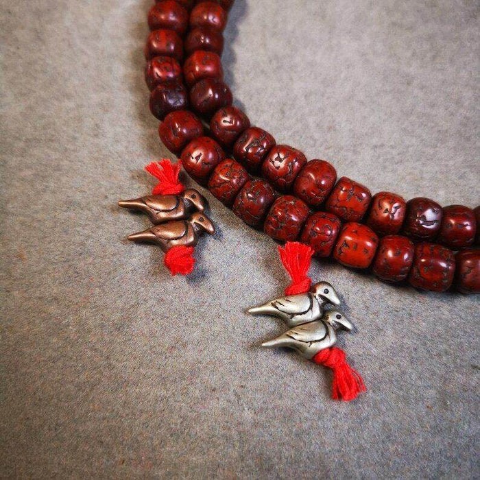 Amulet Pendant,Mini Lucky Bird, Mala Prayer Beads Accessories - Tibetan Buddhist mala beads, front view