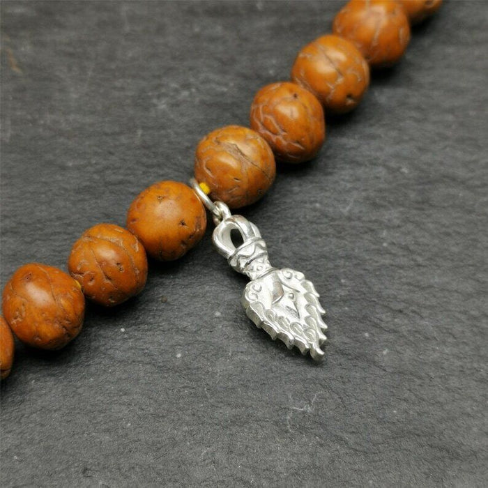Amulet,Fire Vajra Sword of Manjushri,Sterling Silver,0.8 - Tibetan Buddhist amulet, front view