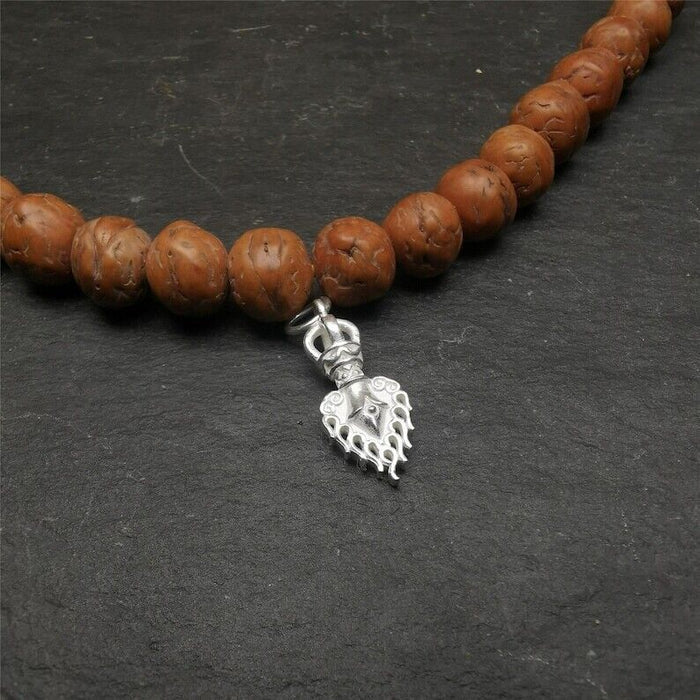 Amulet,Fire Vajra Sword of Manjushri,Sterling Silver,0.8 - Tibetan Buddhist amulet, view 4