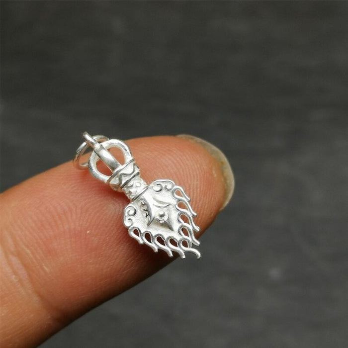 Amulet,Fire Vajra Sword of Manjushri,Sterling Silver,0.8 - Tibetan Buddhist amulet, view 6