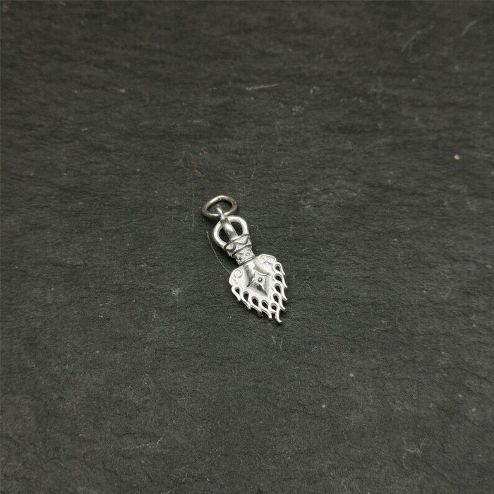 Amulet,Fire Vajra Sword of Manjushri,Sterling Silver,0.8 - Tibetan Buddhist amulet, view 8