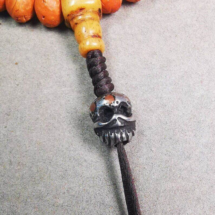 Amulet,Skull Citipati Spacer Pendant Bead for Mala,Necklace,Prayer Bead - Tibetan Buddhist mala beads, detailed view