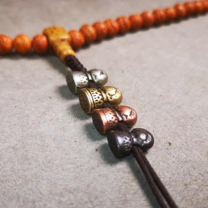 Amulet,Stupa Bead Pendant for Mala,Bag Hanging,Prayer Bead,0.5" - Tibetan Buddhist mala beads, front view