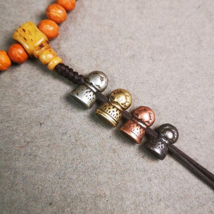 Amulet,Stupa Bead Pendant for Mala,Bag Hanging,Prayer Bead,0.5" - Tibetan Buddhist mala beads, detailed view