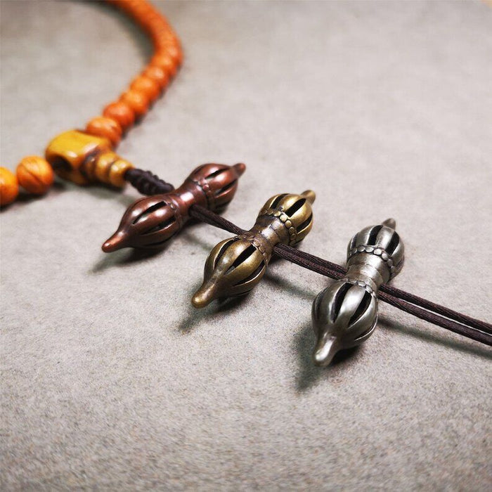 Amulet,Vajra Pendant for Mala,Bag Hanging,1.46" - Tibetan Buddhist mala beads, front view