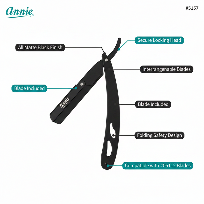 Annie Straight Edge Razor, 1 Count, Black