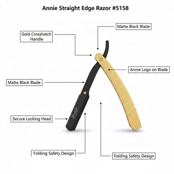 Annie Straight Edge Razor, 1 Count, Gold