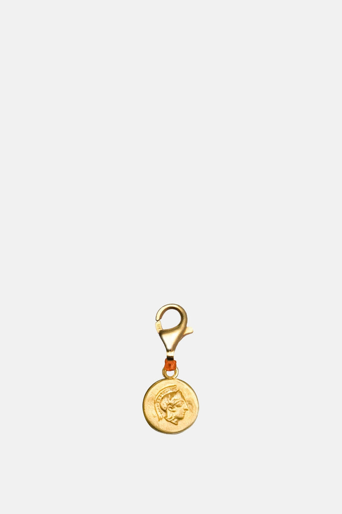 Hermina Athens Athena Coral Thread Clip On Gold Charm.