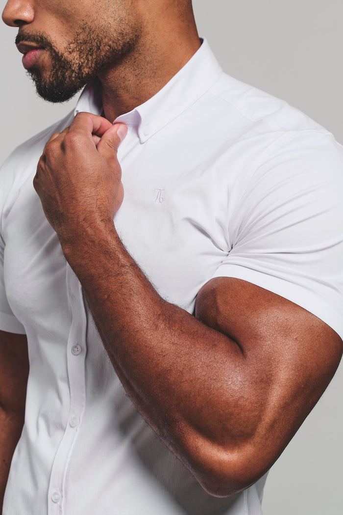 Athletic Fit Short Sleeve Signature Shirt in White - TAILORED ATHLETE - USA