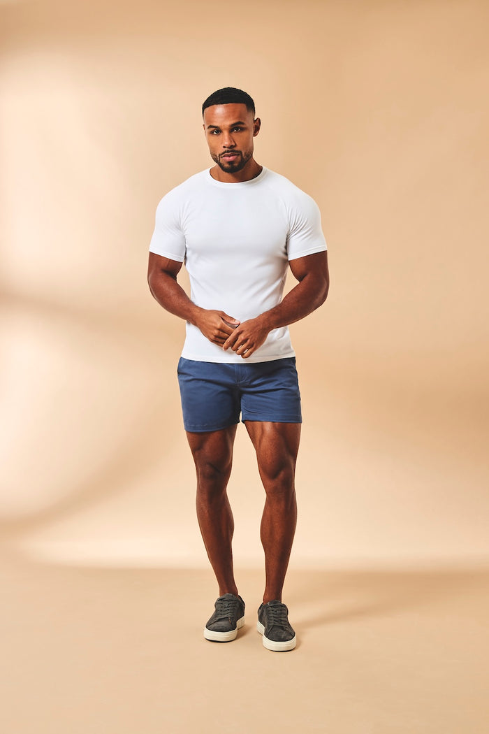 Athletic Fit Stretch Chino Shorts 5" in Airforce - TAILORED ATHLETE - USA