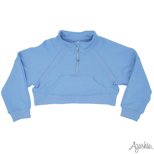 Azarhia Cropped 1/4 Zip Sweatshirt-Lt. Blue