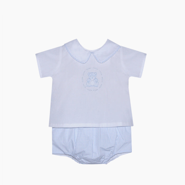 Baby Sen Teddy Bear Handstitch Diaper Set-Blue