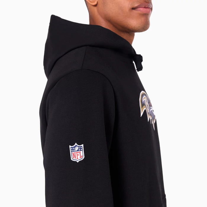 The Male model is wearing Baltimore Ravens NFL Black Pullover Hoodie 5