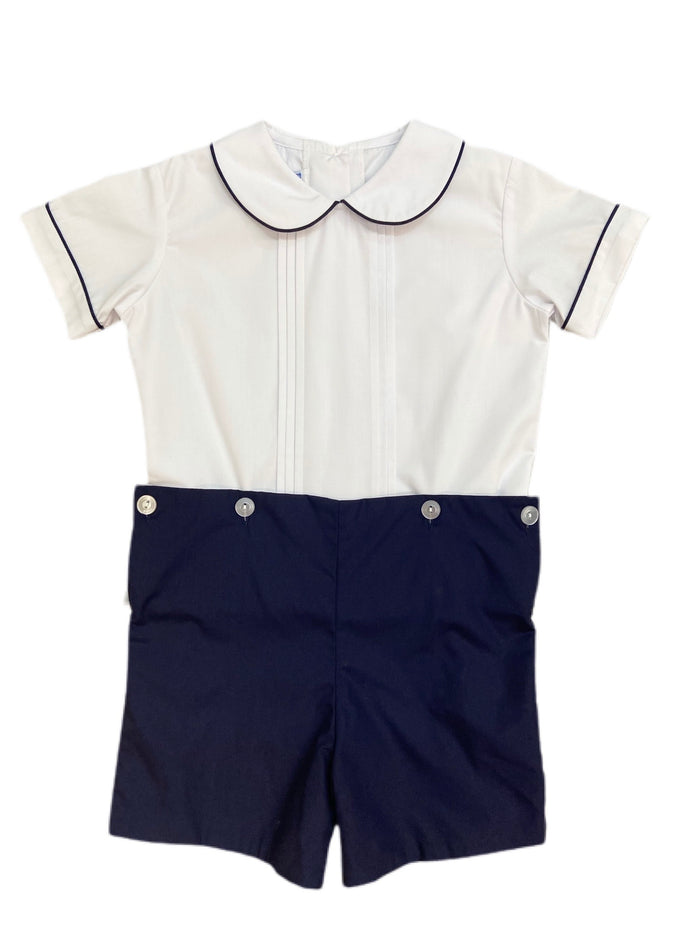 BC Pleated Front BOP-Navy/White Shirt