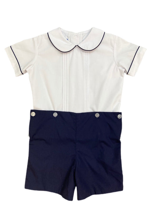 BC Pleated Front BOP-Navy/White Shirt