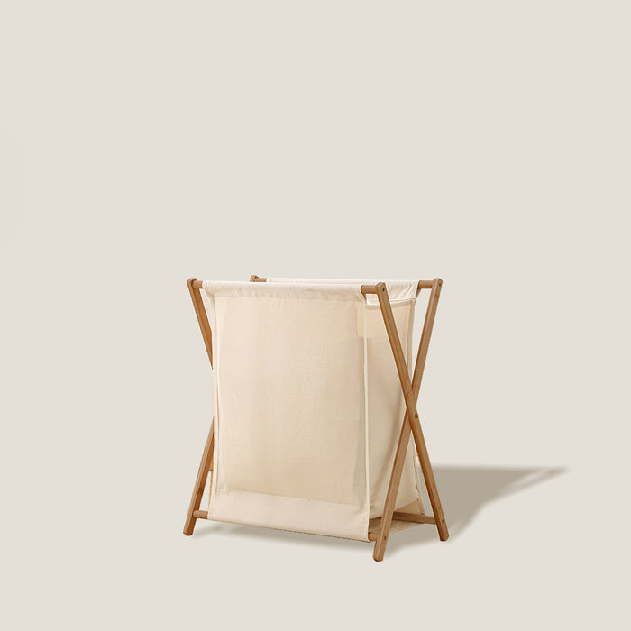 Beige Bamboo Laundry Basket