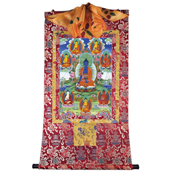 Bhaisajyaguru - Eight Medicine Buddhas Image - Tibetan thangka painting, view 7