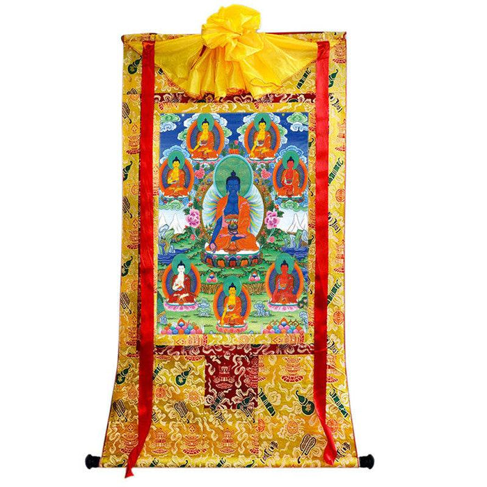 Bhaisajyaguru - Eight Medicine Buddhas Image - Tibetan thangka painting, view 8