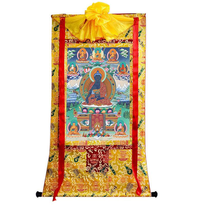 Medicine Buddha Image - Tibetan thangka painting, view 8