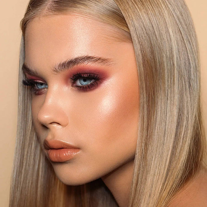 Biba Eyeshadow Palette model look on a light background.