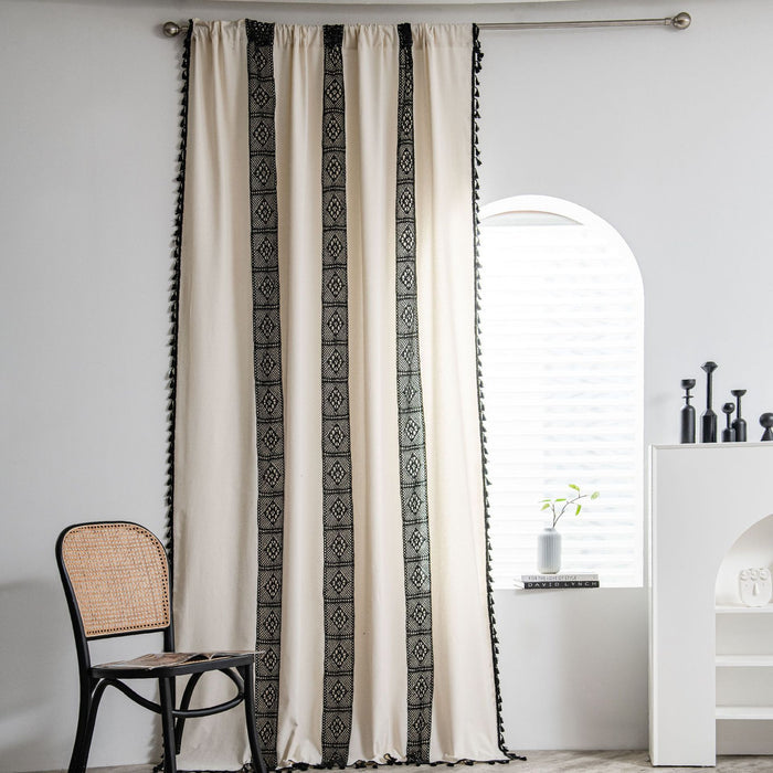 Black Beige Crochet Curtains
