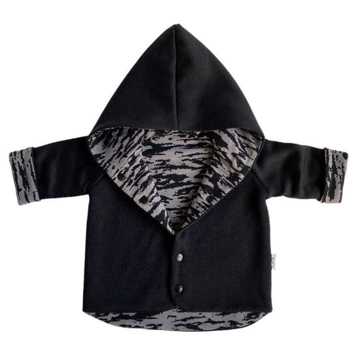 Black & Grey Zebra Hooded Jacket