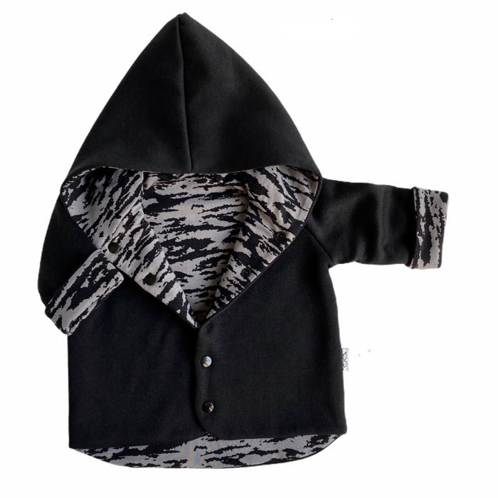 Black & Grey Zebra Hooded Jacket