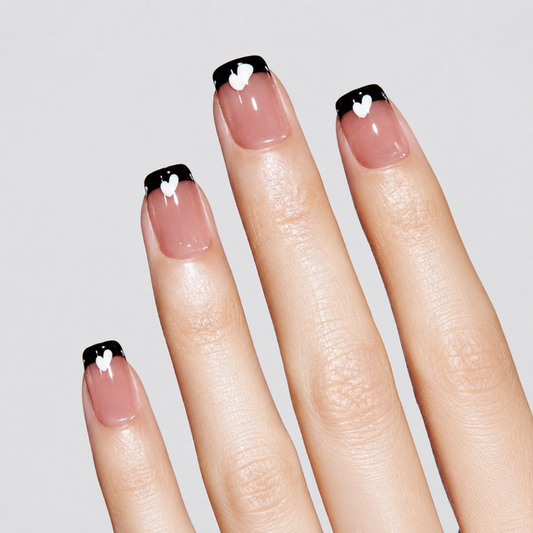 Black Love UV Gel Nail Stickers - Black French Tip