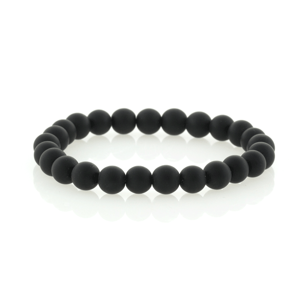Black Matte Onyx and Stainless Steel Bead  Bracelet