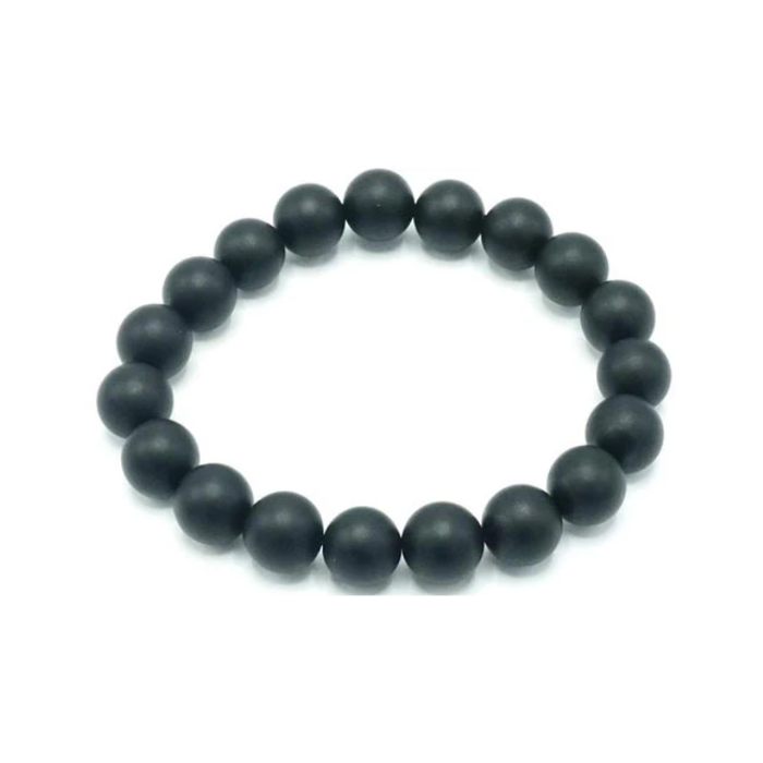 Black Matte Onyx and Stainless Steel Bead  Bracelet