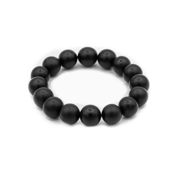 Black Matte Onyx and Stainless Steel Bead  Bracelet