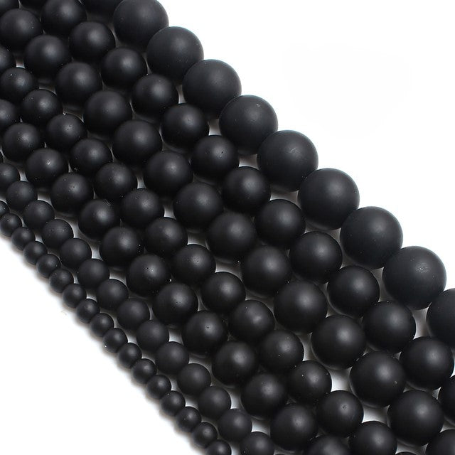 Black Matte Onyx and Stainless Steel Bead  Bracelet